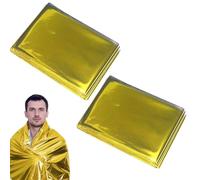 MKEAWWU Coperta Termica Emergenza, 2 Coperte Extra Large 210X160Cm, Per Maratona, Escursionismo, Sopravvivenza E Primo Soccorso, Colore Oro E Argento