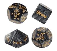 MKEAWWU Coppia Di Dadi Da Gioco Per Coppie, 4 Pezzi, Regali Per Uomini, Dadi Decisionali Per Anniversari, Colore Nero Con Motivi Dorati, Dimensione 18-25Mm