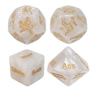 MKEAWWU Coppia Di Dadi Da Gioco Per Coppie, 4 Pezzi, Regali Per Uomini, Dadi Decisionali Per Anniversari, Colore Bianco Con Motivi Dorati, Dimensione 18-25Mm