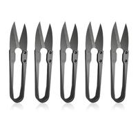 MKEAWWU Forbici Sarta A Forma U, Mini Forbici A Molla Per Taglio Preciso Fili, Nero, Lunghezza 10Cm, 5 Pezzi