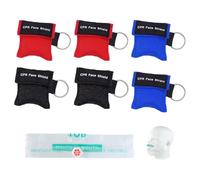 MKEAWWU Pocket Mask 6 Pezzi 5X5,5Cm Rosso Blu Nero Primo Soccorso Respirazione Bocca A Bocca