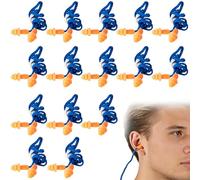 MKEAWWU Tappi Per Orecchie Antirumore 15 Paia Con Corda, Tappi Silicone Dormire Riutilizzabili Antipersdita, Arancioni Con Filo Blu