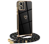 Mkej Custodia con Collana per Motorola Moto E13 4G, Cover Donna Cuore amore con Cordino, Case con Laccio Tracolla Elettrolitico TPU Cover con Collana per Motorola Moto E13 4G
