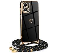 Mkej Custodia con Collana per Motorola Moto G13/ G23 4G, Cover Donna Cuore amore con Cordino, Case con Laccio Tracolla Elettrolitico TPU Cover con Collana per Motorola Moto G13/ G23 4G