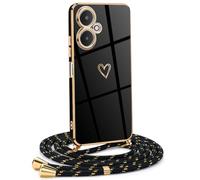 Mkej Custodia con Collana per Xiaomi Redmi 13C 5G, Cover Donna Cuore amore con Cordino, Case con Laccio Tracolla Elettrolitico TPU Cover con Collana per Xiaomi Redmi 13C 5G