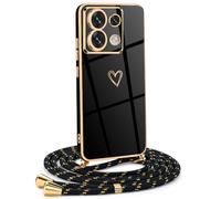 Mkej Custodia con Collana per Xiaomi Redmi Note 13 Pro 5G, Cover Donna Cuore amore con Cordino, Case con Laccio Tracolla Elettrolitico TPU Cover con Collana per Xiaomi Redmi Note 13 Pro 5G