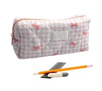 mkemka Grazioso astuccio con design a fiocco, per ragazze, doppio utilizzo come astuccio per la scuola e organizer per cosmetici (rosa)
