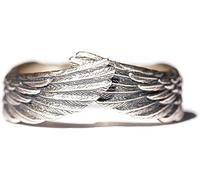 MKEMQXBEP Anelli 1 pz S925 Anello in Argento Sterling con Ali Moda Creativa Piuma Anello di Angelo Aperto Anello Guardiano Regolabile Gioielli Squisiti Presant for Le Donne, Argento