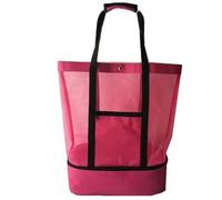 MKEMQXBEP Borsa da spiaggia for picnic, borsa termica in rete a doppio strato, borsa da mare, borsa for la spesa impermeabile(RED 1PC)