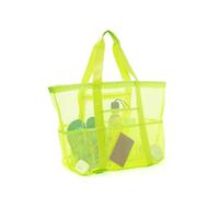 MKEMQXBEP Borsa da spiaggia in rete con tasca con cerniera for la famiglia, borsa da piscina for giocattoli e oggetti essenziali for le vacanze(Fluorescent Green 1pc)