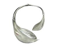 MKEMQXBEP Bracciale Aperto esagerato ed Elegante con Colletto a Foglia Color Oro, Accessori for Feste da Donna(Necklace Silver 1pc)