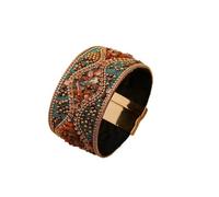 MKEMQXBEP Bracciale da Donna retrò in Stile Punk, Stile Bohémien, con Perline, Fatto a Mano e Strass.(C5 1PC_AS Shown)