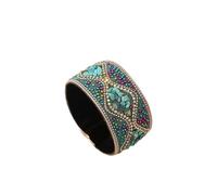 MKEMQXBEP Bracciale da Donna retrò in Stile Punk, Stile Bohémien, con Perline, Fatto a Mano e Strass.(C6 1PC_AS Shown)