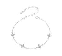 MKEMQXBEP Bracciale in Argento Sterling 925 Placcato Oro Bianco con Fiore in zircone for Donna, Gioielli Classici