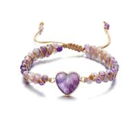 MKEMQXBEP Braccialetti Intrecciati con ciondoli a Forma di Cuore in Agata Viola, da Donna, Stile Boho Yoga(Purple 1PC_AS Shown)