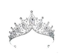 MKEMQXBEP Cerchietto 1 pz Lusso Grande Strass Geometrico diademi da Sposa Corona barocca Cristallo Spettacolo Prom diadema Sposa Fasce Accessori for Capelli da Sposa(Silver)