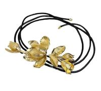 MKEMQXBEP Cintura con fiore di tulipano dorato e gonna jeans decorativa in pelle nera retrò con catena for la vita(Gold 1PC)