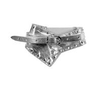 MKEMQXBEP Cinture larghe da donna con decorazione a rivetti in stile punk(SILVER 1PC)