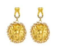 MKEMQXBEP Collana con Ciondolo, Orecchini, Naso, Faccia, personalità retrò Francese, Catena esagerata for la clavicola(Earrings 1PC)