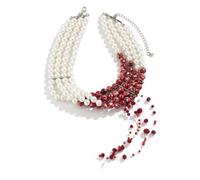 MKEMQXBEP Gioielli Perla Creativa Vacanza Gocce di Sangue Nappa Clavicola Collana Orecchini Bracciale Spilla(S1 1PC)