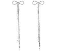 MKEMQXBEP Orecchini Pendenti con Nodo a Fiocco e Catena Lunga in Strass Neri for Gioielli di Moda da Donna(White 1PC)