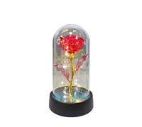 MKEMQXBEP Rose Flower Gifts 1 pz rosa eterna luce LED fiore lamina San Valentino regali decorazioni for feste di nozze fiori di rosa artificiali decorazioni natalizie leggere(Red warm light)