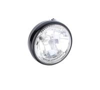 MKGKACVCPT Per Moto Faro Faro Per Moto 7" Universale 12V H4 35W Faro Rotondo A LED Giallo Per Moto Con Staffa Nera Accessori Per Moto