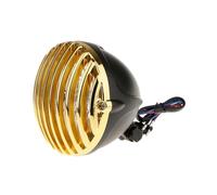MKGKACVCPT Per Moto Faro Per Bobber Per Faro Anteriore Per Moto Con Griglia Copertura Per Alloggiamento Faro Per Motocicletta Gruppo Ottico Per Motocicletta(Gold Black)