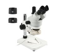 MKHFP Telecamera per visione artificiale 7-45x Microscopio stereo trinoculare Piccola staffa 0. 5x / 1x / 2x Obiettivo ausiliario 5. 6LED. Luce dell'anello Telecamera CCTV industriale(White)