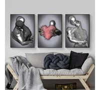 MKHFUW Statua in metallo 3D, arte dell'amore, del cuore, del bacio, della parete, del soggiorno, senza cornice (poster 04,40 x 50 cm x 3)