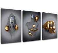 MKHFUW Statua in metallo 3D, arte dell'amore, del cuore, del bacio, della parete, del soggiorno, senza cornice (poster 06,40 x 50 cm x 3)