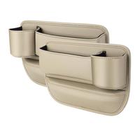 MKHIXTSL 2 Pezzi Scatola Portaoggetti Seggiolino Auto per Citroen DS3 DS4 DS7 DS9 2010-2025, Pelle Car Seat Gap Storage Organizer, Multifunzionale Tasche Laterale Sedile Telefoni, C/Beige
