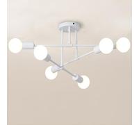 Mkichi Lampadario Soffitto Industrial,6 Luci Plafoniera Soffitto E27, Plafoniera Sputnik Vintage,Lampadari Camera da letto,Lampadario Bianco per Soggiorno Camera da Letto Cucina(Bianco)