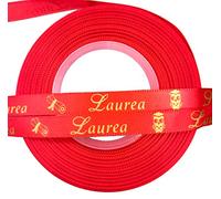 MKISHINE 22M Nastro Laurea Doppio Raso con Scritta Colore Oro per Bomboniere, Decorazioni Nastro Doppio Raso con Scritta Laurea per Decorazione Bomboniere Laurea