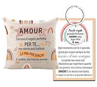 MKISHINE Copricuscino Regalo per Marito/Moglie : ABBIAMO CERCATO DI TROVARE IL REGALO MIGLIOR PER TE MA TU HAI GIÀ NOI con Portachiavi e Biglietto,Regalo Divertente Coppia San Valentino