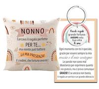 MKISHINE Copricuscino Regalo per Nonno ABBIAMO CERCATO DI TROVARE IL REGALO MIGLIOR PER TE MA TU HAI GIÀ NOI - con Portachiavi e Biglietto,Copricuscini Divertenti per la Festa della Nonno Compleanno