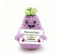 MKISHINE Melanzana Magica | Regalo Divertente e Motivazionale | Amigurumi Fatto a Mano con Frase “La vita può sembrare amara, ma con ...” | Idea Regalo Spiritosa per Amici e Famiglia