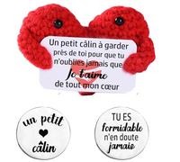 MKISHINE Regalo divertente cuore positivo in francese+gettone di abbraccio, regalo innamorato regalo stimolante per uomo donna coppia calin de tasche,tasca confortante no colpa di battitura (ti amo)