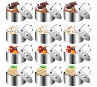 Mkitnvy 12 Pezzi Coppapasta, 8cm Coppapasta Tondi in Acciaio Inossidabile con Coperchio, Anelli per Torte, Stampi Coppa Pasta di Acciaio per DIY Mousse Torte Dessert