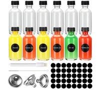 Mkitnvy 12 Shot Bottigliette per Liquori Mini con Tappi a Vite e Imbuto,60ml Riutilizzabile Bottigliette Trasparenti,Set di Mini Bottiglie per Liquore con Imbuto per Olio,Sciroppo,Birra,Succo e Vino