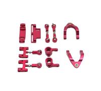 MKIUYVD Parti per Auto RC per WPL D12 rc Car Upgrades Parts Metallo Superiore Inferiore per Braccio Oscillante Sterzo Tazza Giunto Sferico Accessori Set(Red)