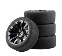 MKIUYVD Pneumatici per Auto RC per HSP per HPI 1/10 On-Road rc Cars 12mm Hex RC Auto da per Corsa Accessori 4 Pezzi Set per Racing Foam Tire Wheel Rim Set(Black)