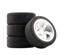 MKIUYVD Pneumatici per Auto RC per HSP per HPI 1/10 On-Road rc Cars 12mm Hex RC per Auto da per Corsa Accessori 4 Pezzi Set per Racing Foam Tire Wheel Rim Set(White)
