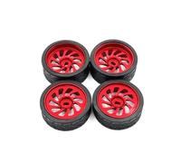 MKIUYVD Pneumatici per Auto RC per WLtoys per KYOSHO per Mosquito per Auto 1/28 RC Parti di Automobili Aggiornamento Metallo Due Larghi E Stretti Diametro Esterno 26,5 Mm(Red)