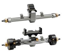 MKIUYVD RC Assale Anteriore per Axial per SCX24 Db C10 per JLU per Gladiator per Bronco 1/24 RC Crawler + Assale Anteriore Posteriore Esteso da 5 Mm con Supporto Servo A 50°(Gray)