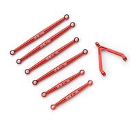 MKIUYVD Rc Biella per Auto per Axial SCX24 1/24 RC Parte Auto Accessori Parti di Ricambio 7 Pezzi Set Aste Collegamento dello Sterzo Lega Alluminio(Red)