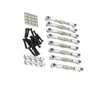 MKIUYVD Rc Biella per Auto per WPL C14 C24 B14 B24 per MN D90 D99 1/16 rc Car Crawler Parti 8 Pezzi Metallo Regolabile Tirante dello Sterzo Servo Link Pull Rod(Silver)