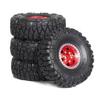 MKIUYVD Ricambi RC per TRX4M per SCX24 AX24 per FCX24 1/18 1/24 RC Crawler Car Upgrade Parts 4 Pezzi 60 Mm 1,0 Pollici Metal Beadlock Wheel Tire Set Rosso