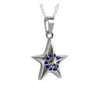 MKJFRLLSA Ciondolo per urna in cremazione in cristalli blu per donne e uomini per memoria, collana commemorativa per contenere le ceneri