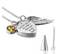 MKJFRLLSA Dio Ti ha tra Le Sue Braccia con Angel Wing Charm Cremazione Ceneri Gioielli Keepsake Memorial Urna Collana con Birthstone Crystal